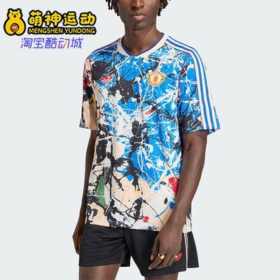 Adidas/阿迪达斯正品夏季男士时尚印花复古经典足球短袖T恤JZ7098