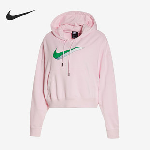 Nike/耐克彩勾女子运动休闲连帽短款针织卫衣DJ1075-100