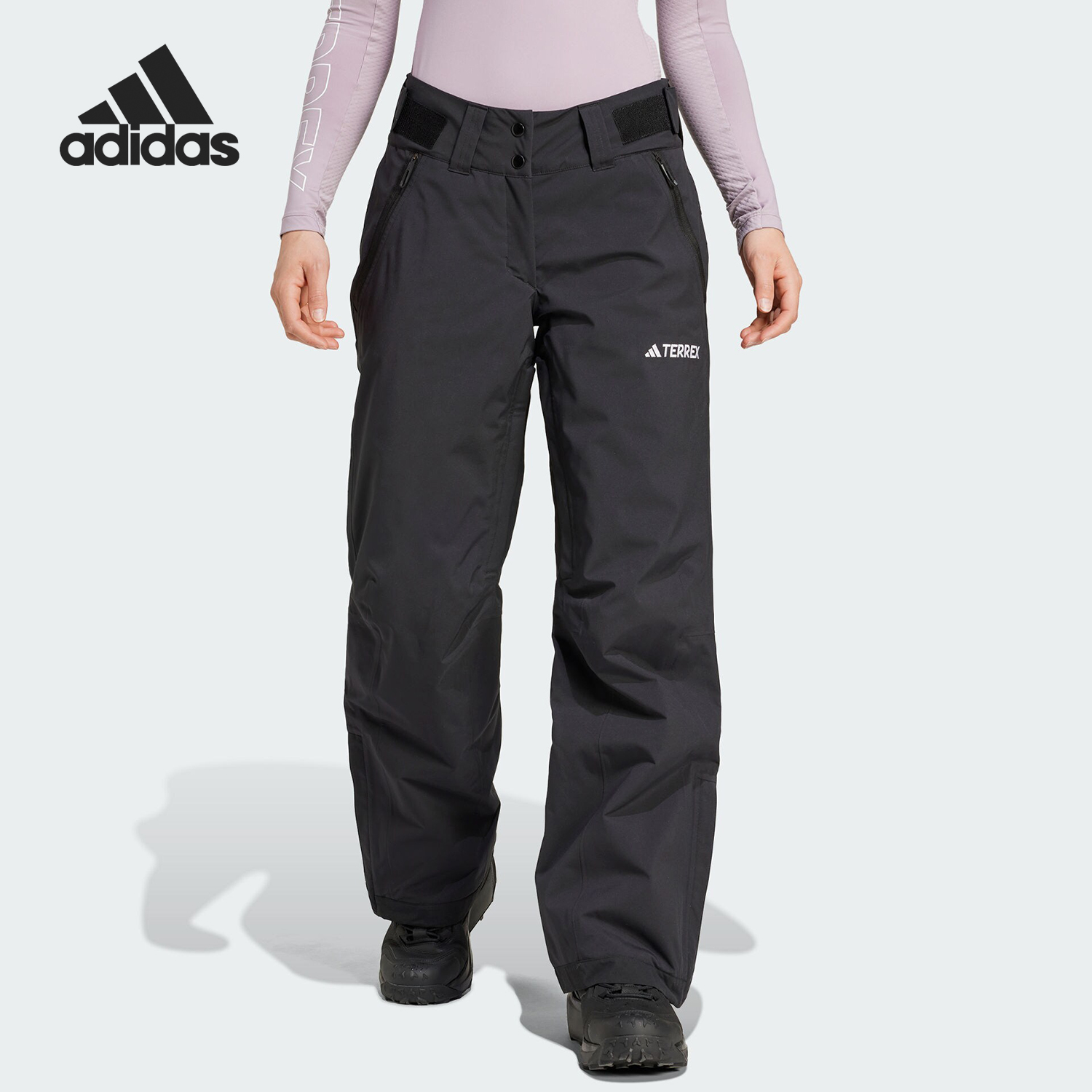 Adidas/阿迪达斯正品秋季新款女士户外保暖梭织滑雪裤JE6653