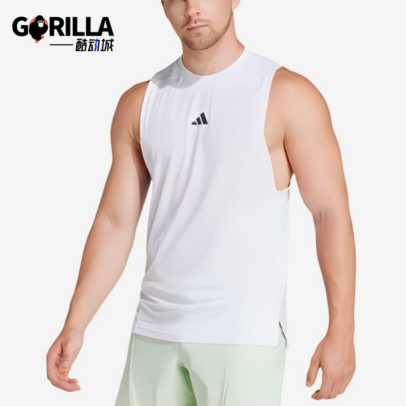 Adidas/阿迪达斯正品男士户外吸湿排汗训练健身背心T恤IS3795