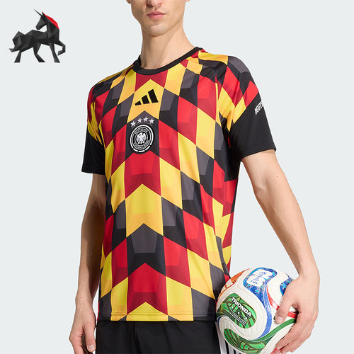 Adidas/阿迪达斯正品德国队男女修身足球经典训练圆领短袖JZ4577