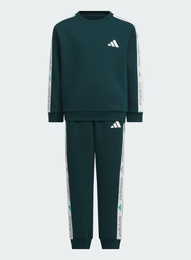 Adidas/阿迪达斯正品2025秋季款儿童运动加绒日常宽松套装KS3075