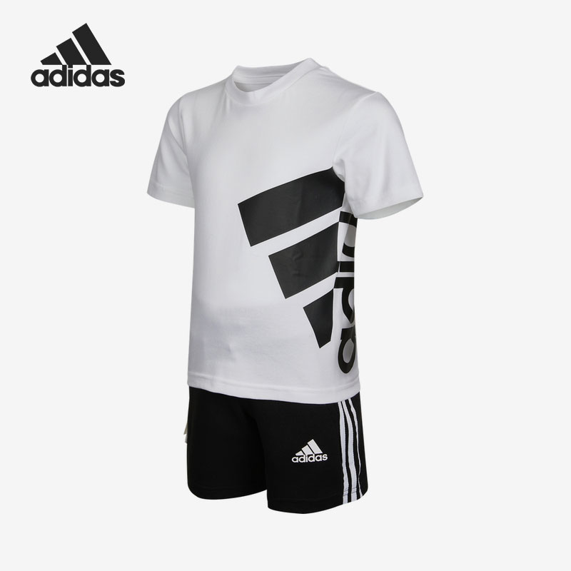 Adidas/阿迪达斯正品 小童夏季2件套短袖短裤运动套装GP0386