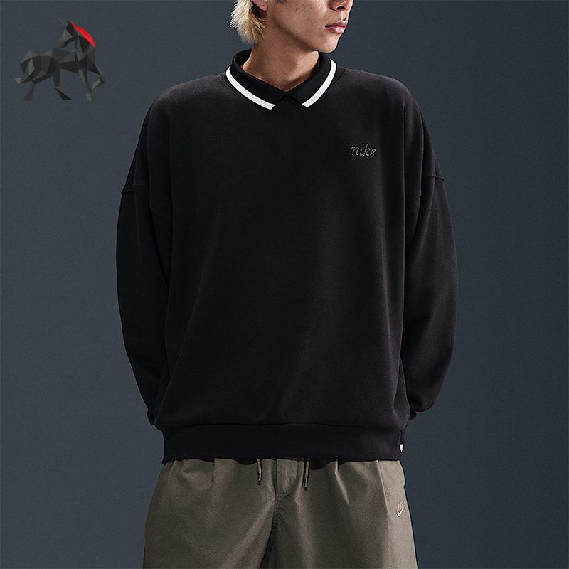 Nike/耐克正品Club 男士运动Oversize 风套头圆领卫衣IB8360-010