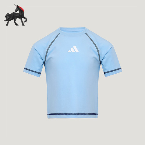 Adidas/阿迪达斯正品夏季儿童休闲柔软弹力圆领运动短袖T恤KY8372