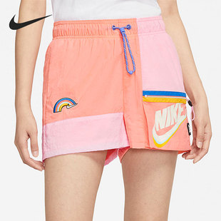 Nike 女子彩虹刺绣拉链透气运动训练短裤 DJ5376 641 耐克正品