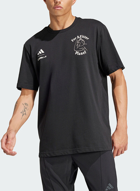 Adidas/阿迪达斯正品新款男士宽松印花健身运动短袖T恤JJ3166