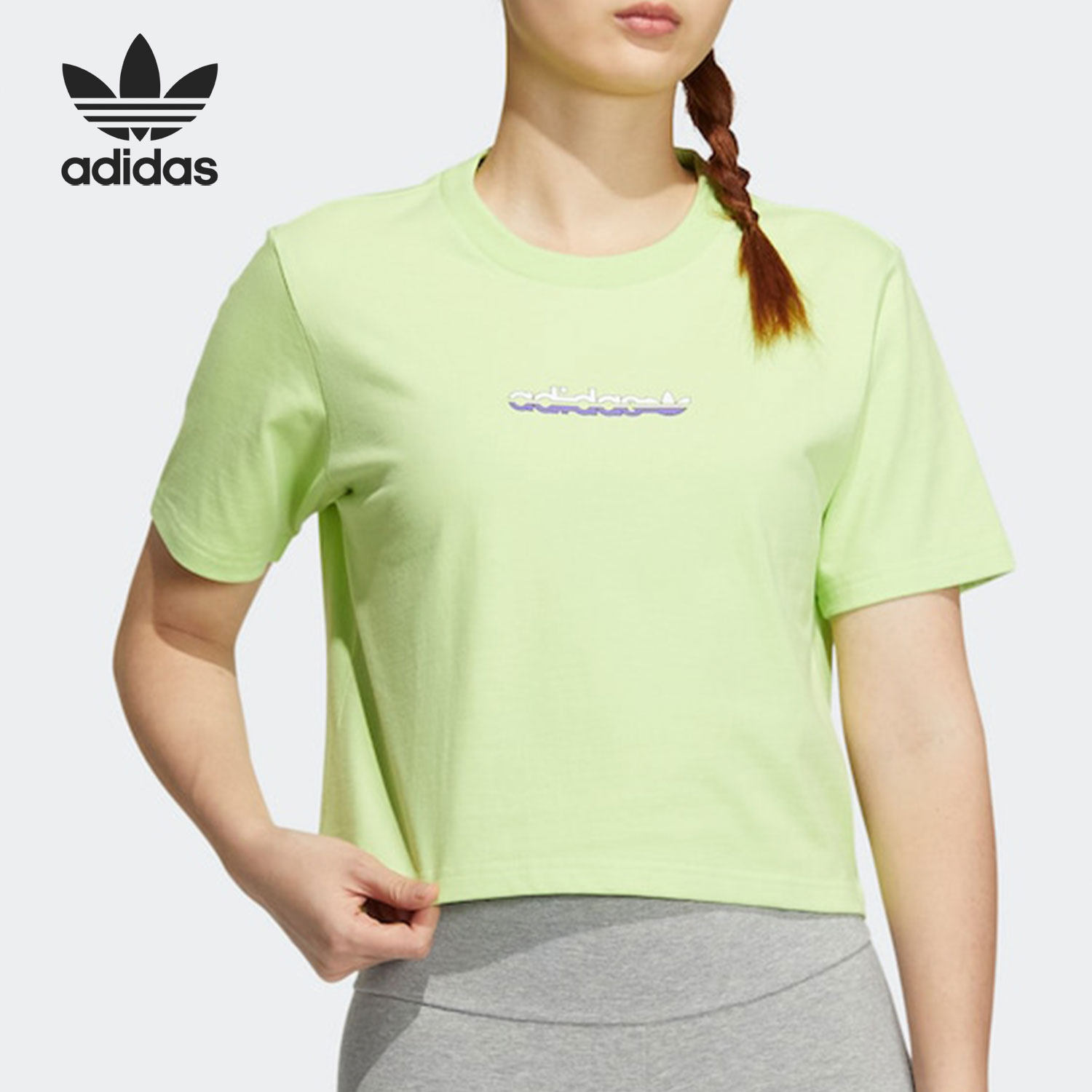 Adidas/阿迪达斯官方正品三叶草女子短款休闲运动短袖T恤 HP0100,运动服/休闲服装,运动T恤,淘宝优惠券,粉丝福利购,淘宝优惠卷