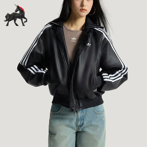 Adidas/阿迪达斯正品三叶草女士日常连帽保暖耐穿休闲棉服KU6857