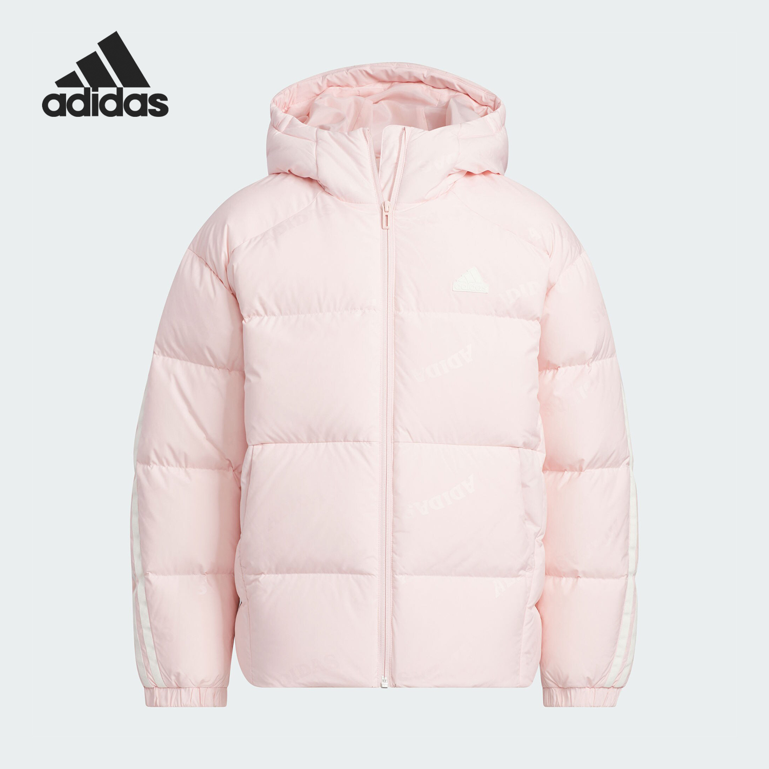 阿迪达斯女童保暖连帽羽绒服