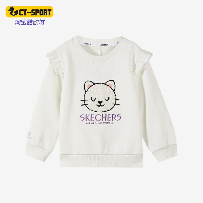 Skechers/斯凯奇正品秋季女童时尚印花休闲运动套头卫衣 L422G017