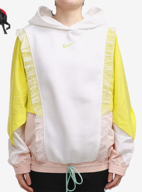 Nike/耐克正品2025冬季款女士休闲连帽套头拼接卫衣DH1371-107