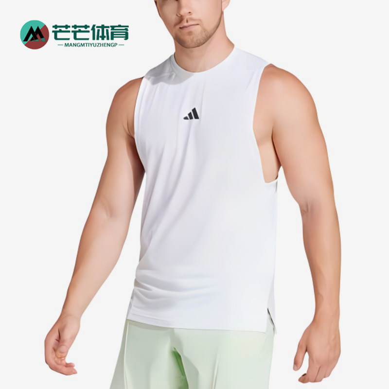 Adidas/阿迪达斯正品男士户外吸湿排汗训练健身背心T恤IS3795