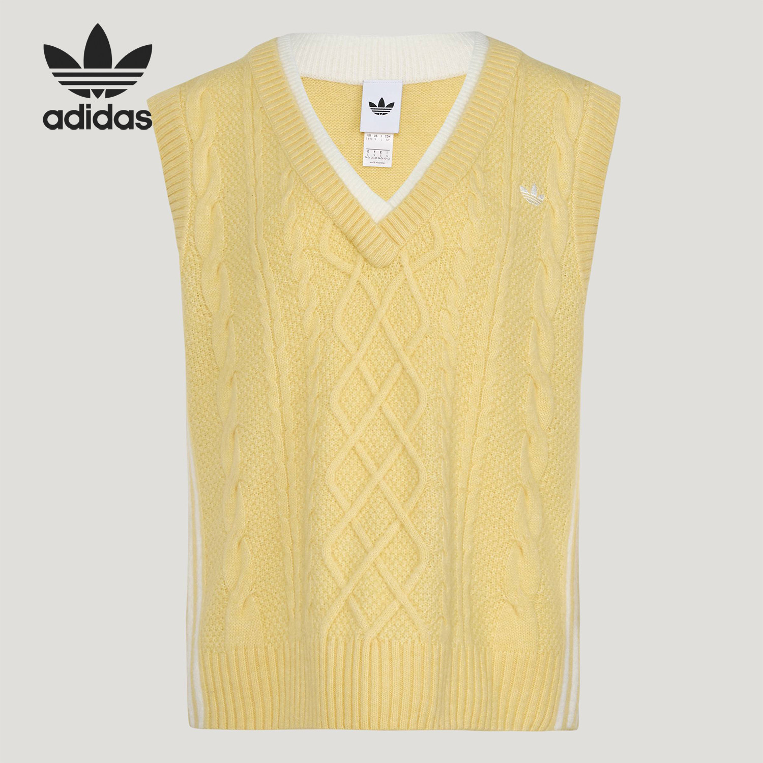 Adidas/阿迪达斯官方正品三叶草女士宽松休闲针织马甲背心KU8909