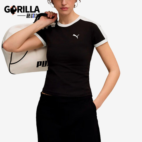 Puma/彪马正品T7 Slim Tee女士套头透气针织圆领短袖635876-01
