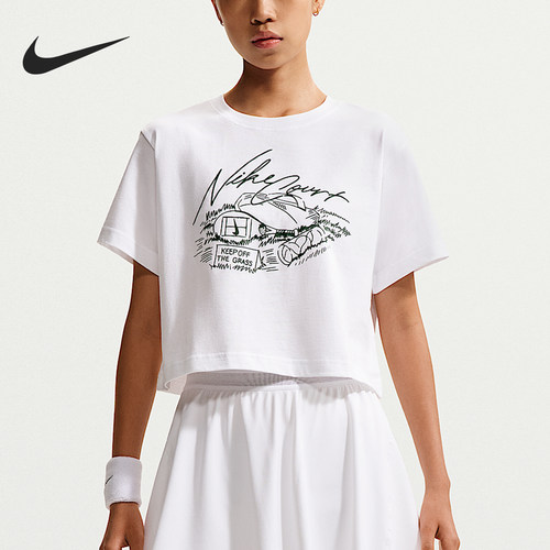 Nike/耐克官方正品舒适年女士夏季短款透气运动网球T恤IM0311-100