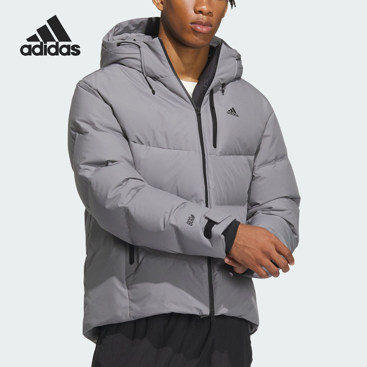 Adidas/阿迪达斯正品2023冬季情侣款保暖连帽羽绒服IW0784