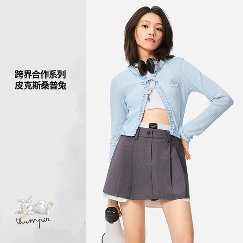 李宁正品X桑普兔联名系列女子短款紧身针织长袖衫AWDU836