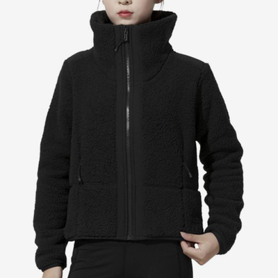 UA/安德玛正品LEGACY SHERPA FZ女士运动针织加绒夹克1357479-002