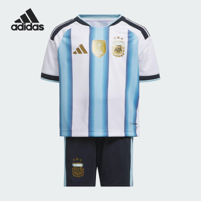 Adidas/阿迪达斯正品2025小童运动套头耐穿条纹足球套装KA8114