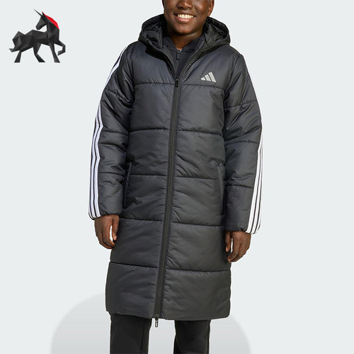 Adidas/阿迪达斯正品冬季大童连帽防风保暖长款运动棉服JW2484