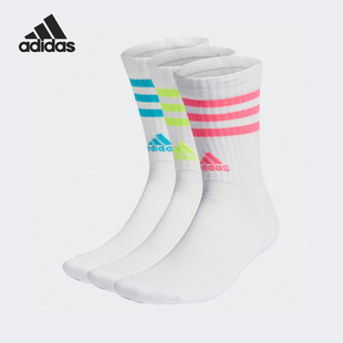 新款 男女同款 阿迪达斯官方正品 运动袜三双装 IJ8254 春季 Adidas