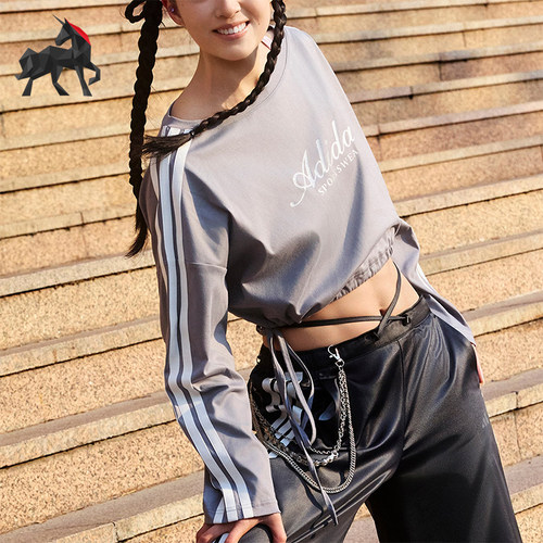 Adidas/阿迪达斯正品DCE LS TEE女士三条纹经典运动长袖T恤KX8924