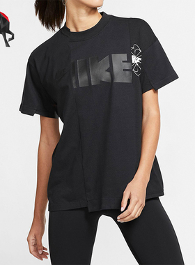 Nike/耐克正品2025女士运动拼接logo印花正肩短袖T恤CD6311-010