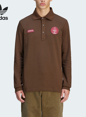 Adidas/阿迪达斯正品三叶草男士翻领复古长袖POLO衫JE8671