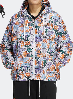 Adidas/阿迪达斯正品夏季三叶草男女运动休闲连帽夹克 HR6438