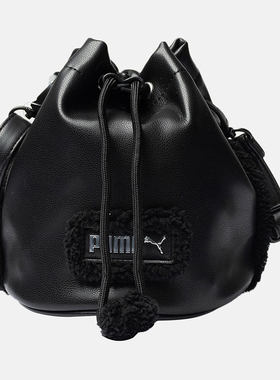 PUMA/彪马正品当季新款男女同款皮革拼接单肩水桶包077474-01