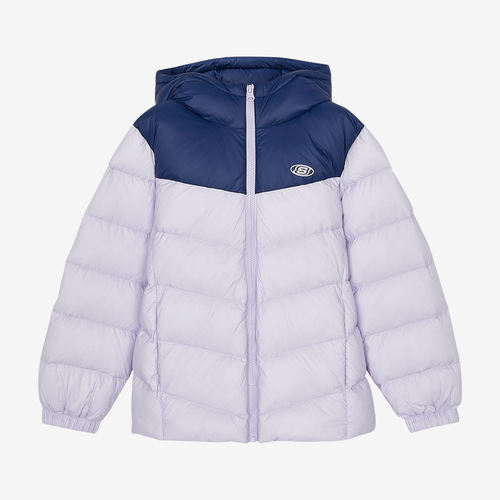 Skechers斯凯奇正品儿童连帽拉链保暖羽绒服L424K102-00EW
