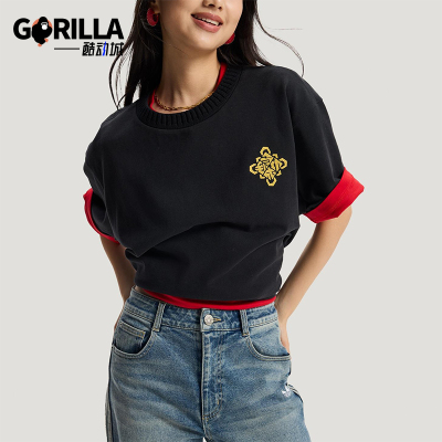 Adidas/阿迪达斯正品三叶草男女运动针织柔软新年款短袖T恤KT0714