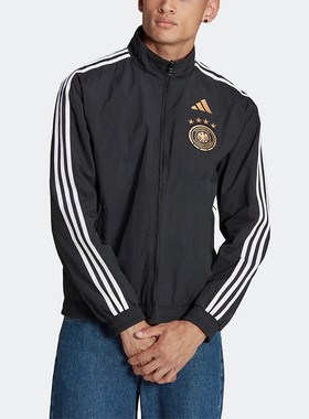 Adidas/阿迪达斯正品德国队双面穿男子秋足球运动休闲夹克 HF4058