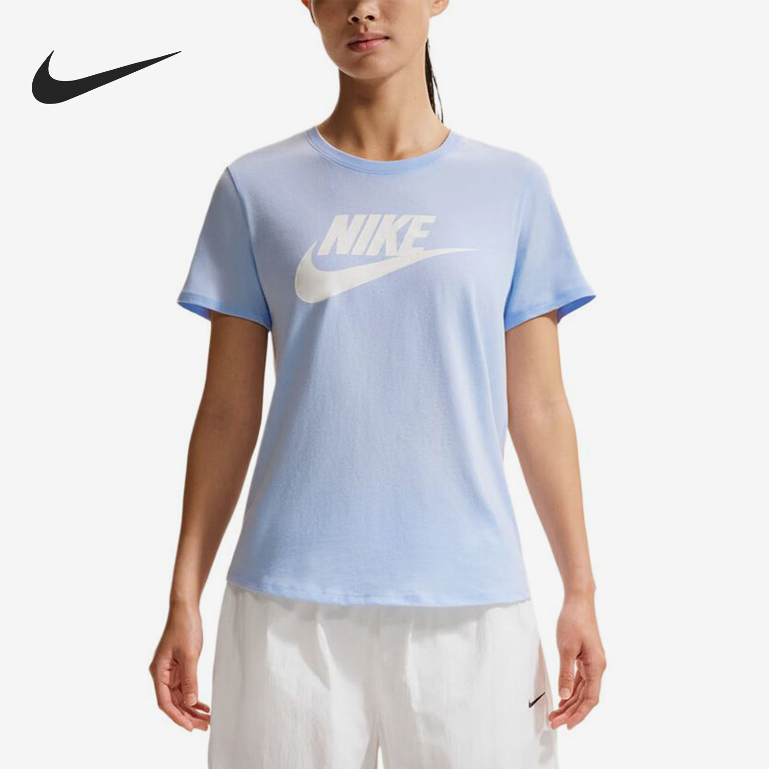 Nike/耐克官方正品新款女士简约休闲圆领针织短袖T恤DX7907-407