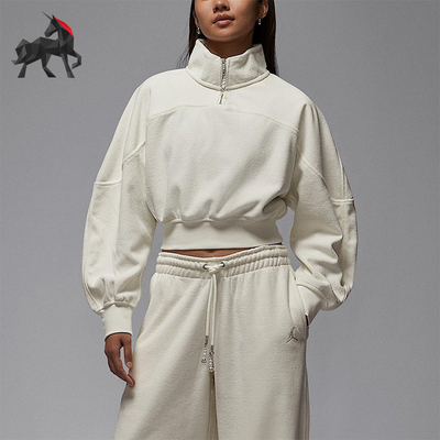 Nike/耐克正品JORDAN女士休闲立领短款运动宽松套头衫HV0327-133