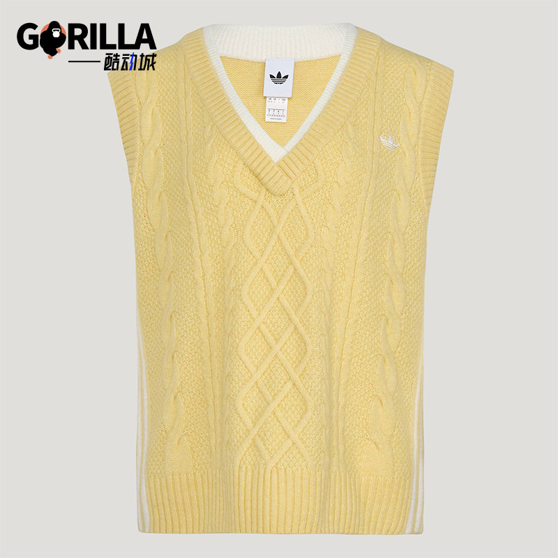 Adidas/阿迪达斯正品三叶草女士宽松经典休闲针织马甲背心KU8909