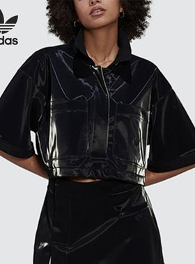 Adidas/阿迪达斯正品三叶草新款女黑色街头短袖POLO衫HN1000