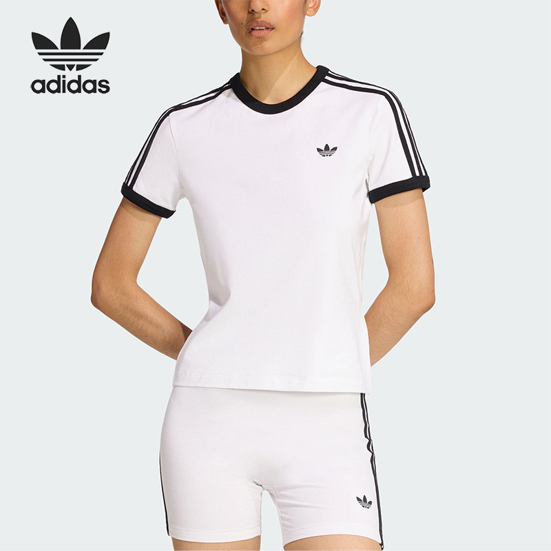 Adidas/阿迪达斯正品三叶草女士圆领经典套头透气修身短袖KD3683图片