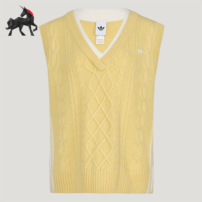 Adidas/阿迪达斯正品三叶草女士宽松经典休闲针织马甲背心KU8909