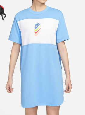 Nike/耐克正品Sportswear新款女蓝白色经典短袖连衣裙DM6763-412