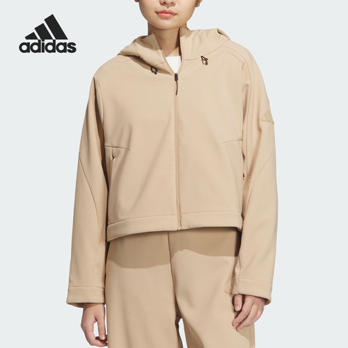 阿迪达斯女士短款休闲梭织外套