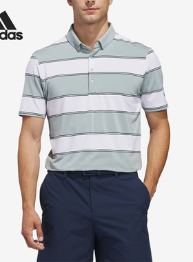 Adidas/阿迪达斯正品Performance新款男浅绿经典白色Polo衫JZ0478