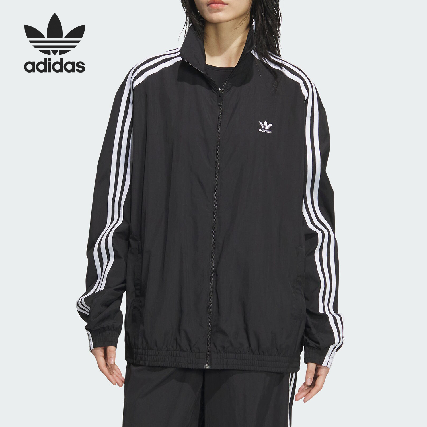 阿迪达斯女士运动宽松夹克外套