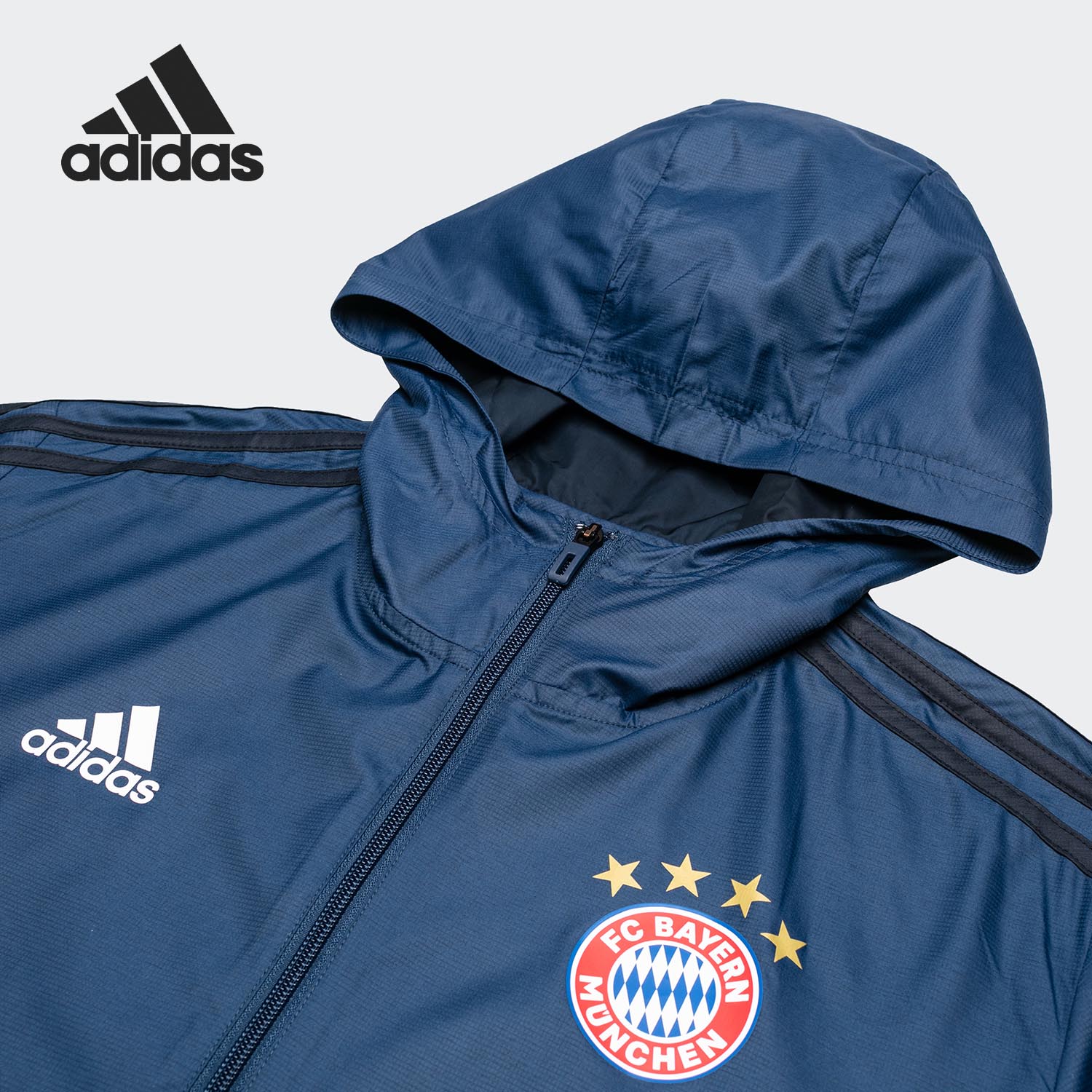 Adidas/阿迪达斯正品男子足球拜仁慕尼黑连帽夹克运动外套FI8026