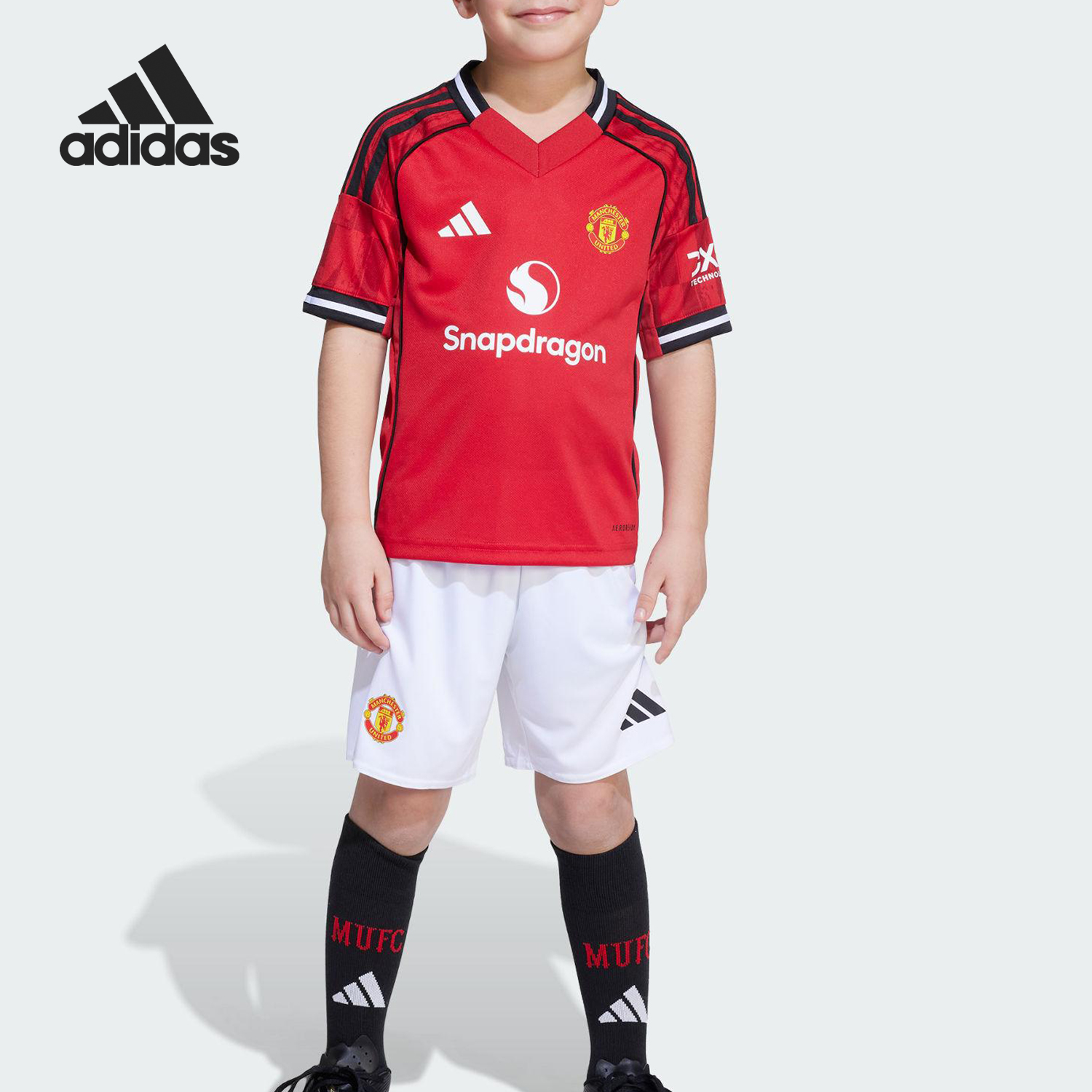 Adidas/阿迪达斯正品2025夏季款小童足球经典运动透气套装JP3019