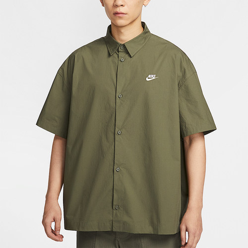 Nike/耐克正品2025夏季款男宽松经典翻领刺绣衬衣衬衫HJ2027-222