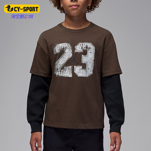 Nike/耐克正品JORDAN大童休闲假两件圆领复古时尚长袖IQ3374-237