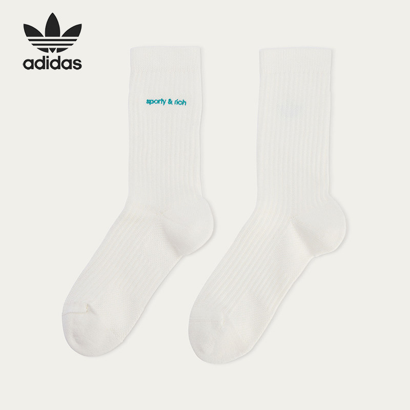 Adidas/阿迪达斯正品2026年男女同款刺绣经典中筒袜一双装KA7997