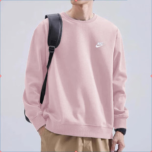 粉色卫衣Nike耐克圆领男装保暖防风刺绣经典款套头衫运动服BV2667